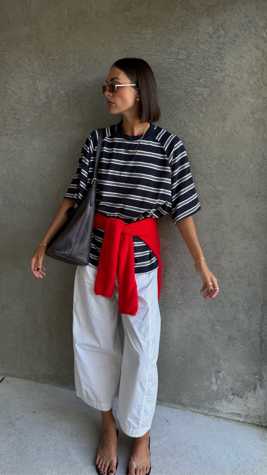 How I’m wearing navy in autumn - pop of red, light neutrals and versatile accessories. I’m wearing a size 10 in the Tee which is my usual size 

#LTKspring #LTKaustralia #LTKautumn