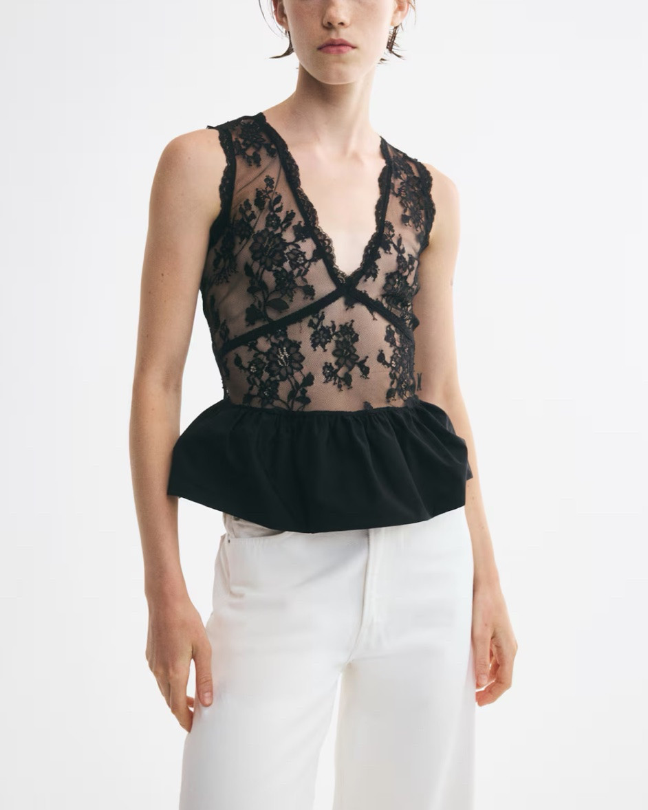 Black lace peplum tank top

#LTKSeasonal