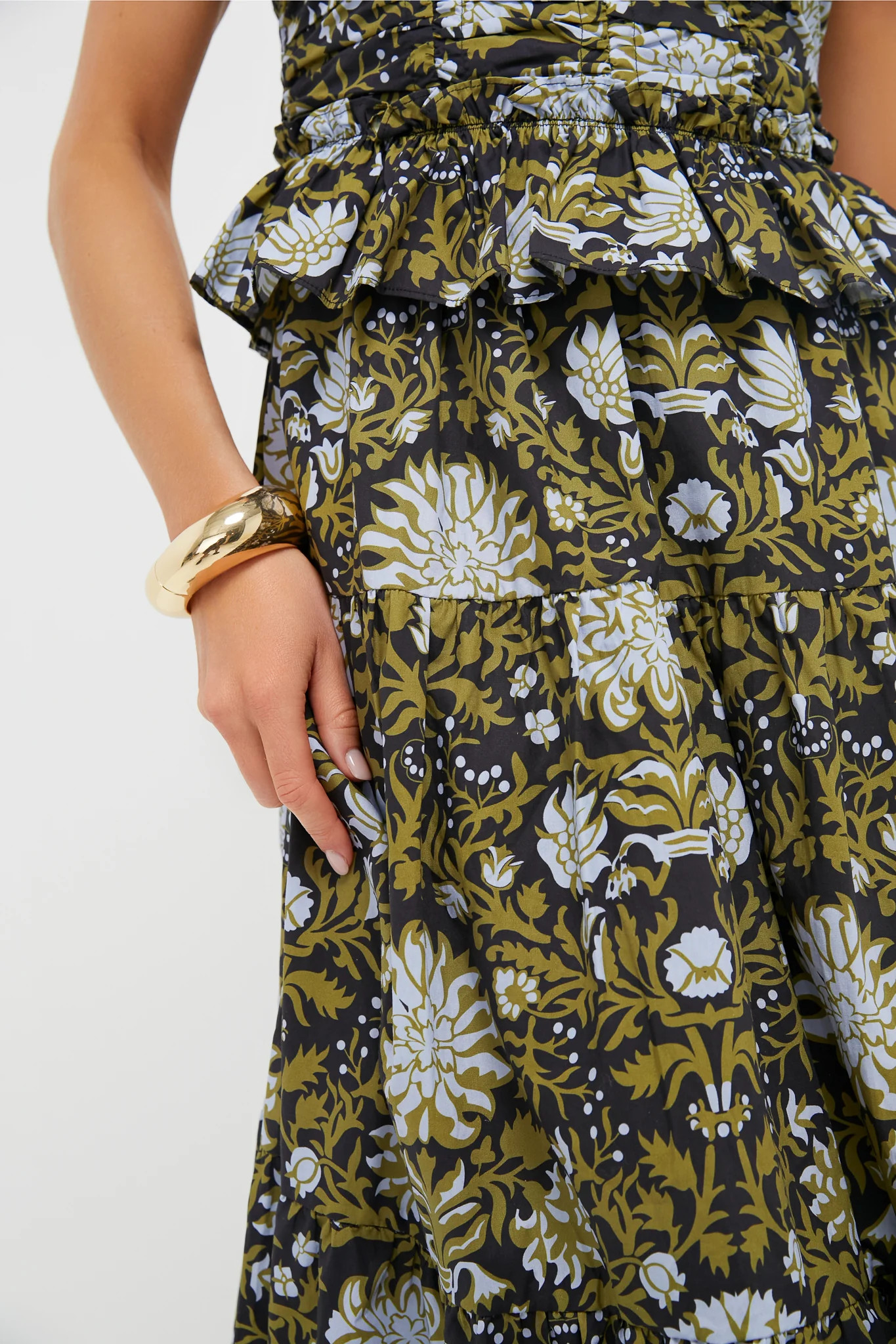 Black Floral Peplum Myles Midi Dress | Tuckernuck (US)