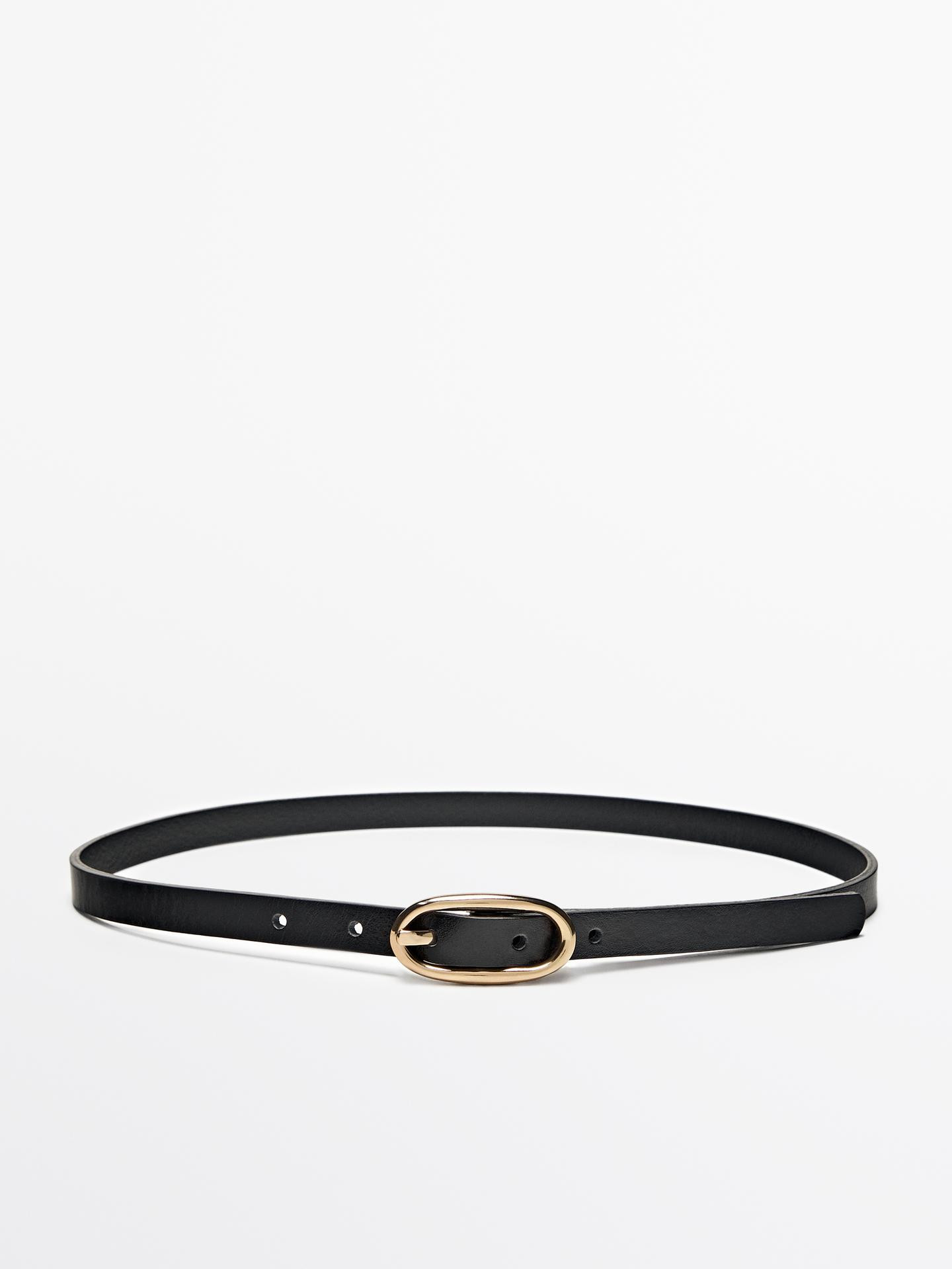 LEATHER BELT WITH OVAL BUCKLE | Massimo Dutti UK