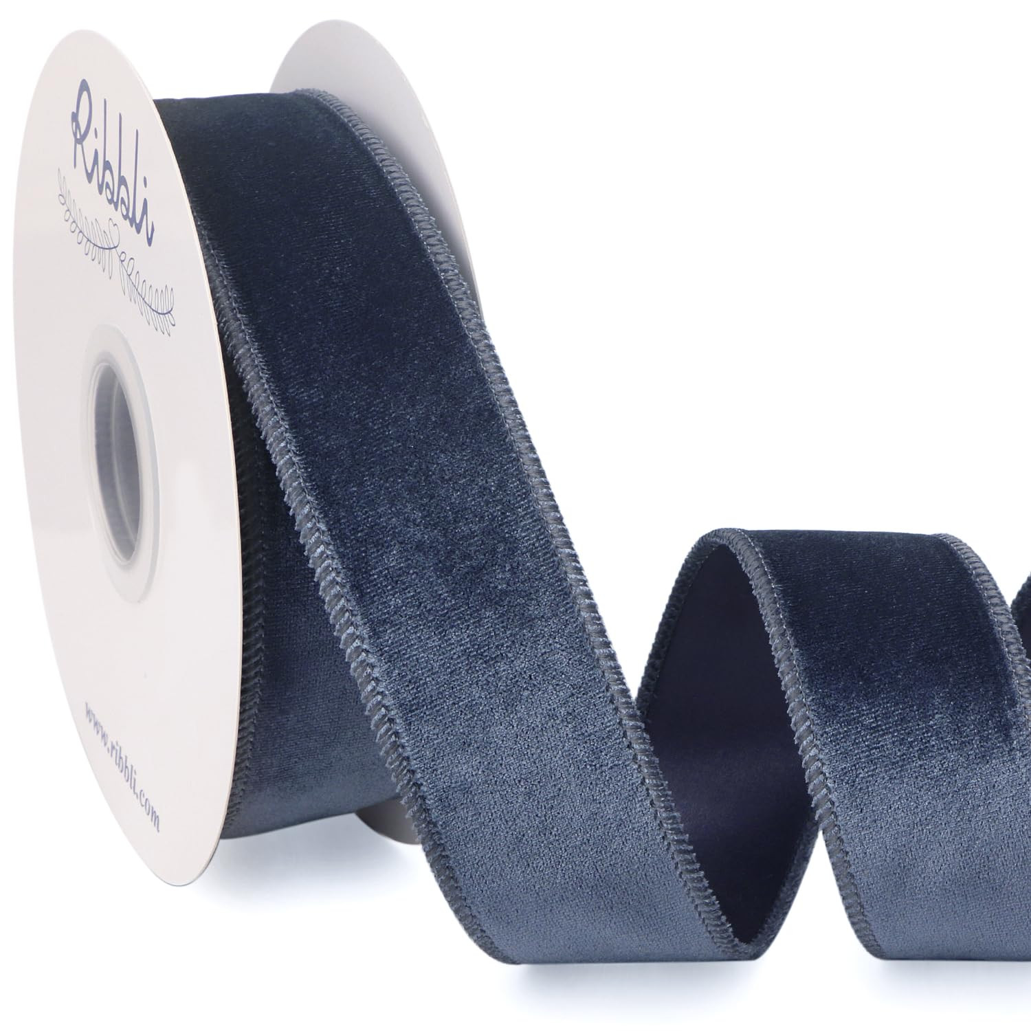 Ribbli Dusty Blue Velvet Wired Ribbon 1.5 Inch Velvet with Satin Christmas Ribbon for Gift Wrappi... | Amazon (US)