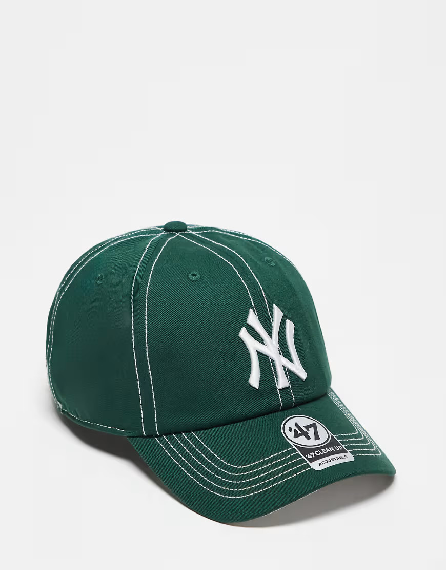 47 Brand - NY Yankees - Clean - Pet met contrasterende stiksels in groen | ASOS (Global)