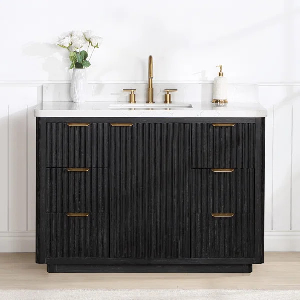 Xaivier 48'' Single Bathroom Vanity with Cultured Marble Top | Wayfair North America