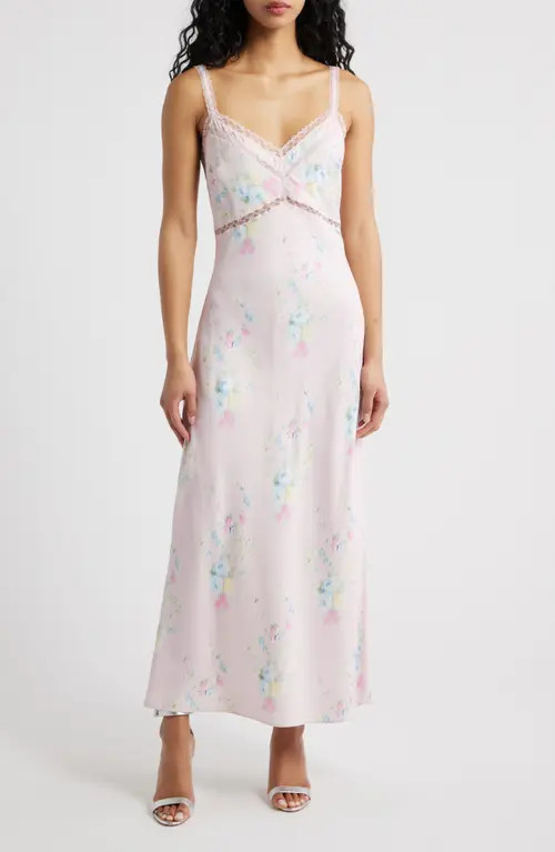 LoveShackFancy Annabeth Abstract Floral Cotton Slipdress in Rosy Trellis at Nordstrom, Size Medium | Nordstrom