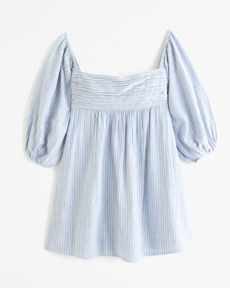 Emerson Linen-Blend Off-The-Shoulder Mini Dress | Abercrombie & Fitch (UK)
