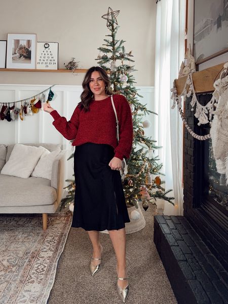 Simple and elevated holiday look. Sweater size XXL(sized up for oversized look), skirt size M (runs big). Perfect for a Christmas party, holiday event or gathering. Midsize, size 10, mom style, Walmart fashion.

#LTKHoliday #LTKSeasonal #LTKmidsize
