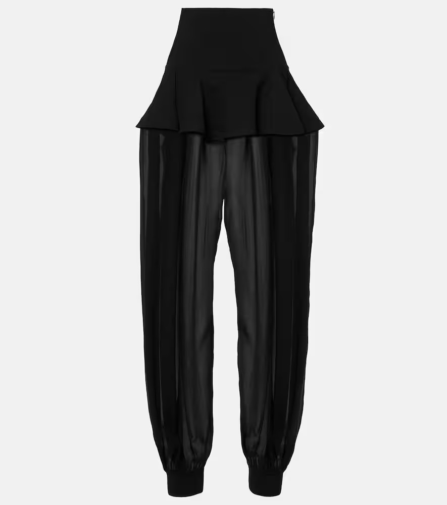 AlaÃ¯a Peplum georgette wide-leg pants | Mytheresa (US/CA)