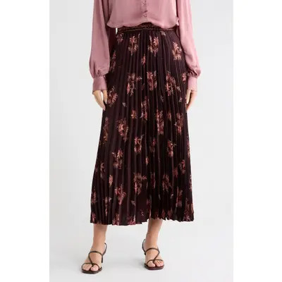 MAX STUDIO Pleated Maxi Skirt in Chocolate Mousse at Nordstrom Rack, Size Small | Nordstrom Rack
