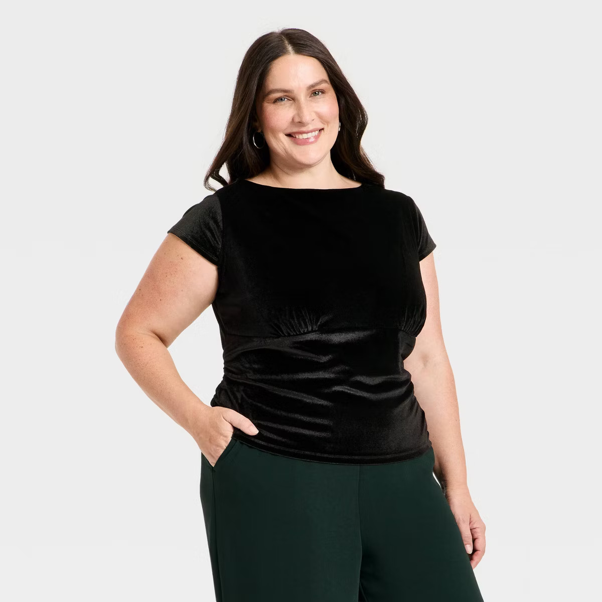 Women's Ruched Velour T-Shirt - A New Day™ | Target