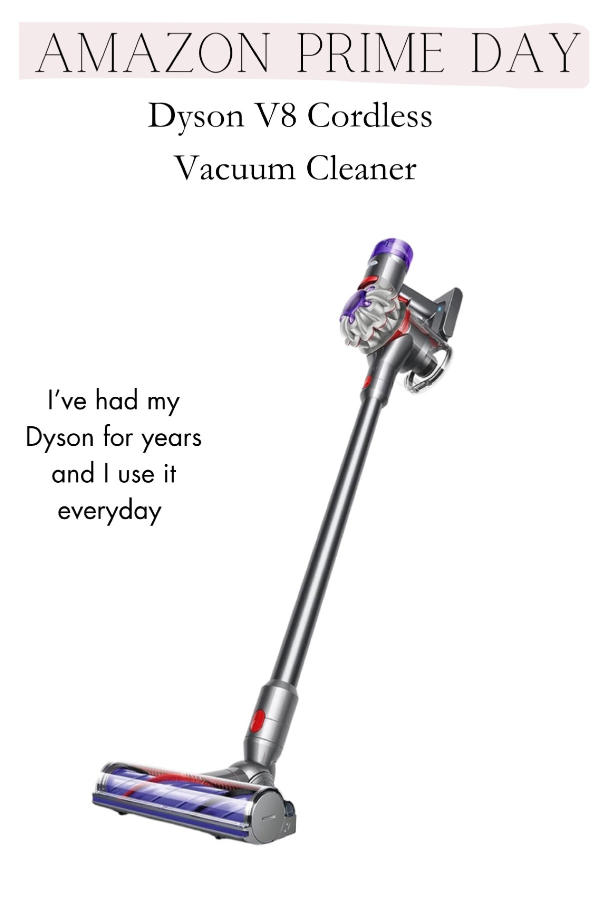 I have had my Dyson for years and use it everyday. It’s still working like brand new. Vacuums up dog and cat hair easily and quickly as well as everyday dirt.. One of the items in my home I can’t live without.

#pets #vacuum #cordlessvacuum #home

#LTKsalealert #LTKhome #LTKxPrime