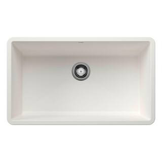 Blanco PRECIS Undermount Granite Composite 32 in. Single Bowl Kitchen Sink in White 440150 - The ... | The Home Depot