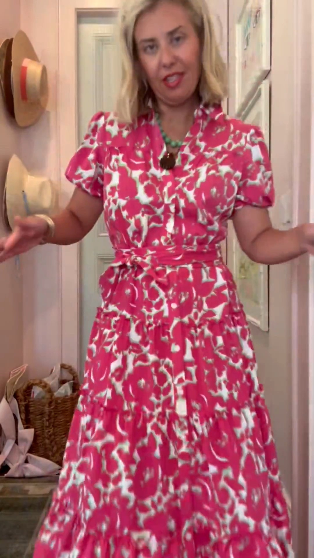 The texture of this dress is so good! The print and pops of blue make this a yes look! I’m in a 4 dress and 38.5 sandal (size 1/2 up). 

* code Catherine20 for 20% off my bangles

#LTKdayinmylife #LTKSeasonal #LTKOver40