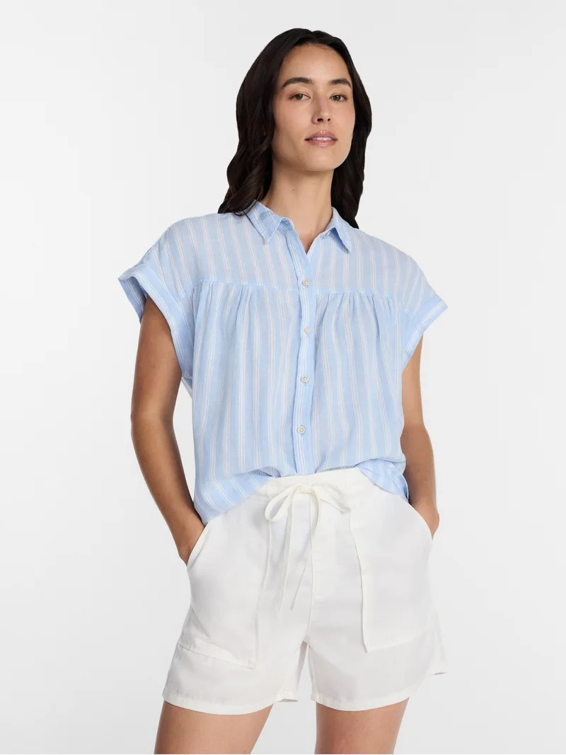 Time and Tru Women's Camp Shirt, Sizes XS-XXXL - Walmart.com | Walmart (US)