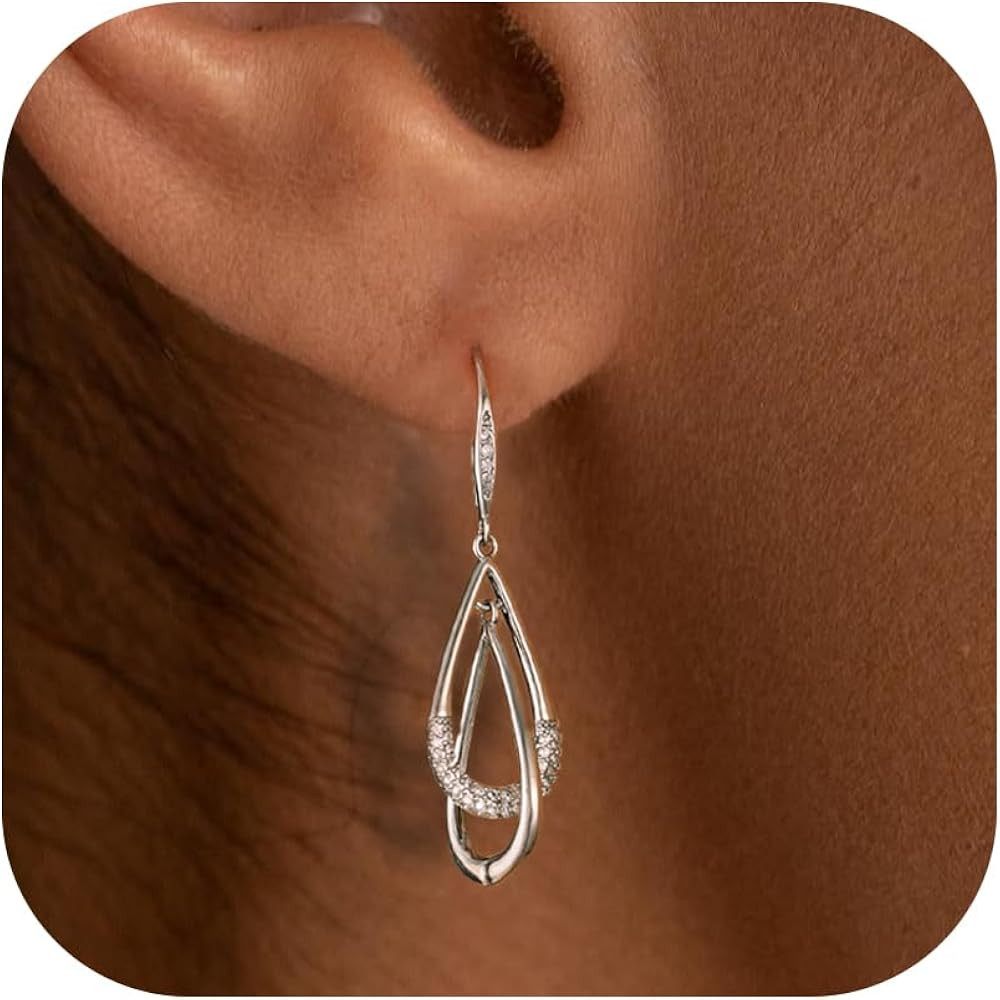 Gold Earrings for Women, Silver Earrings, Trendy Dangle Stud Jewelry for Women, 14K Gold-Plated a... | Amazon (US)