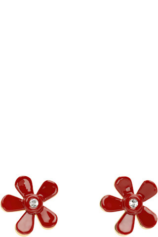Red & Gold Flower Pop Earrings | SSENSE