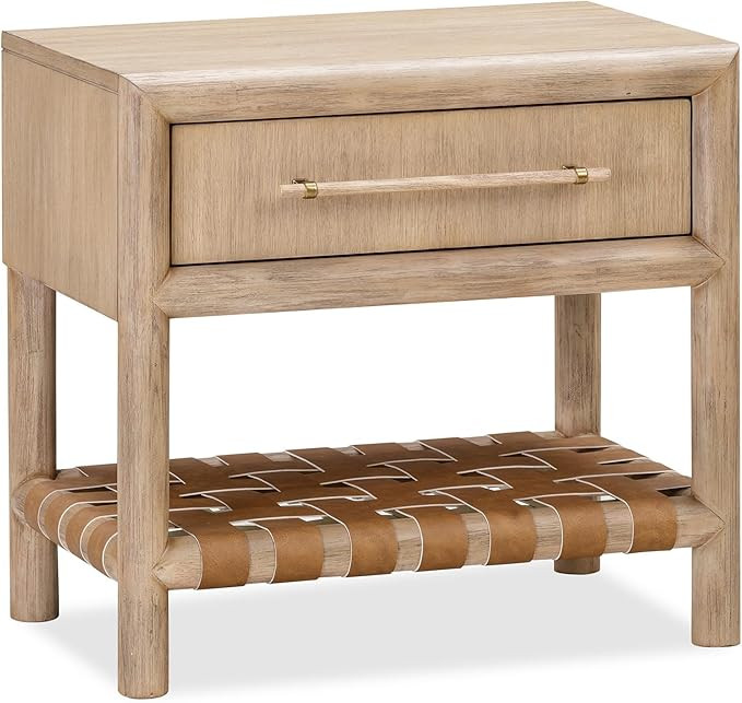 Benjara Dory 26 Inch Nightstand, 1 Drawer, Open Shelf, USB Charge Port, Brown Wood | Amazon (US)