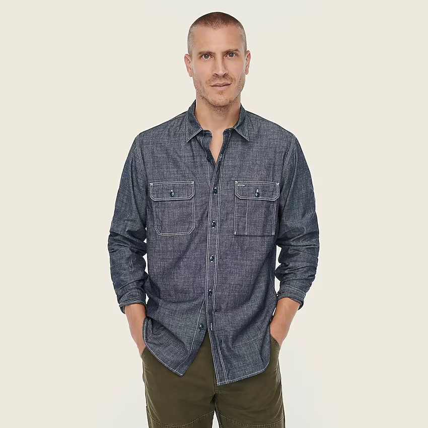 Wallace & Barnes naval workshirt in Japanese selvedge chambray | J. Crew US