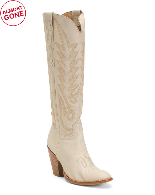 Made In Mexico Leather Knee High Jasmine Western Heeled Boots | TJ Maxx