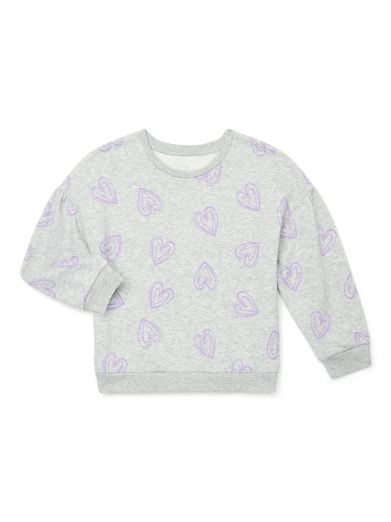 Wonder Nation Little Girls Puff Sleeve Sweatshirt, Sizes 4-10 | Walmart (US)