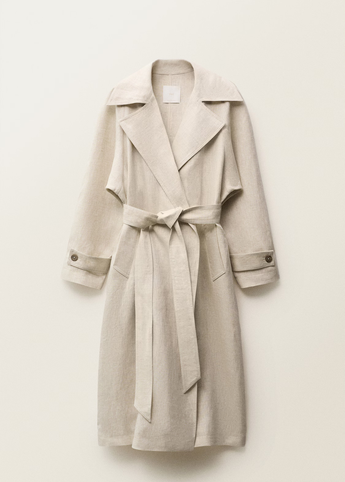 Linen trench coat with pronounced lapels - Women | MANGO United Kingdom | MANGO (UK)