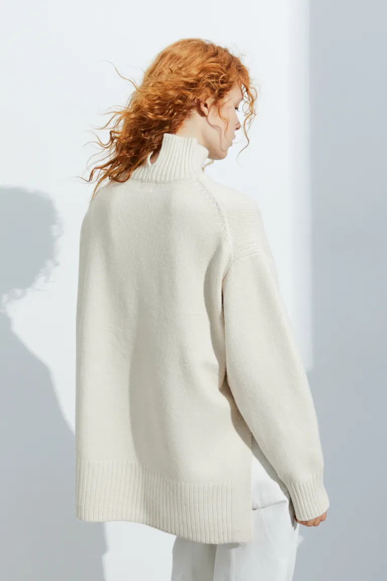 Oversized Turtleneck Sweater - Light beige - Ladies | H&M US | H&M (US + CA)