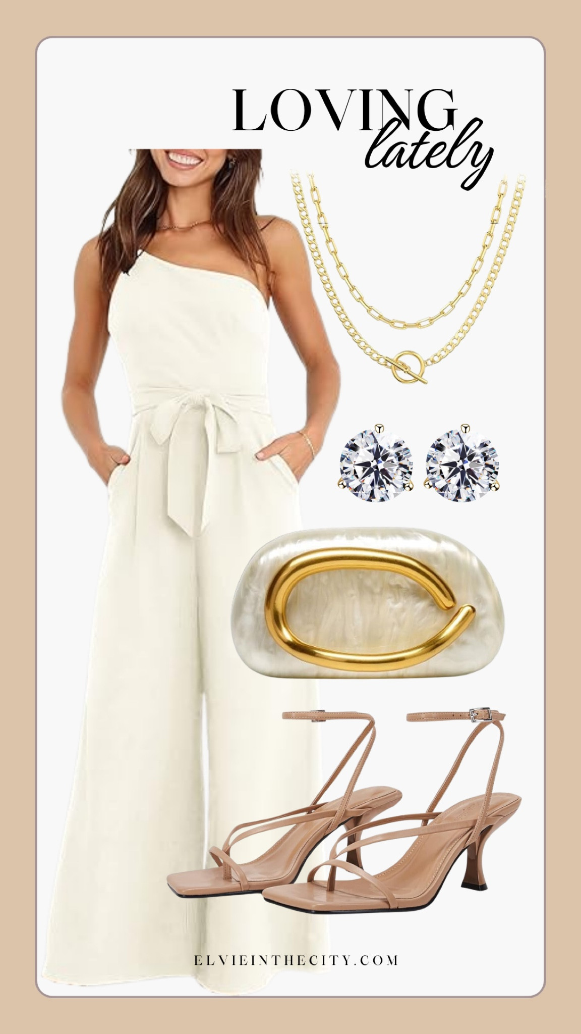This one shoulder jumpsuit is perfect for a night out on your next vacation. I’ve paired it with layered gold necklaces, rhinestone stud earrings, a clutch purse, and neutral strappy heels.

Ootd, resort wear, vacation outfit, cruise outfit, fashion over 40, over 50 style, affordable fashion#LTKFindsUnder50

#LTKootd #LTKOver40 #LTKTravel