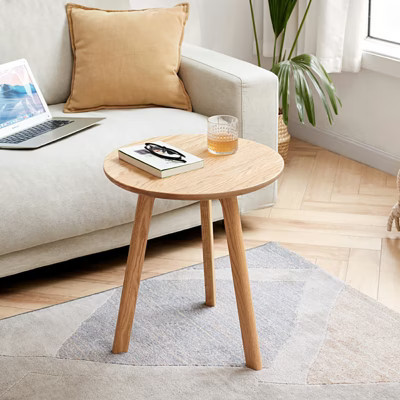 Damerin Modern Small Oak Wood Round Coffee Side Table | Target