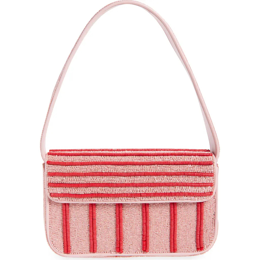 STAUD Tommy Beaded Shoulder Bag in Montauk Stripe at Nordstrom | Nordstrom