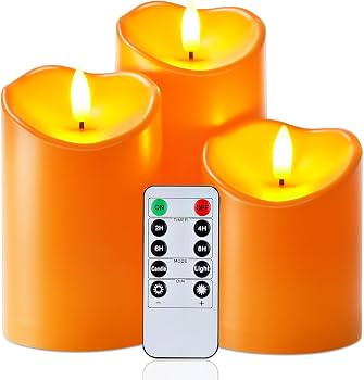 Homemory Halloween Orange Flameless Candles Outdoor, Fall Candles Battery | Amazon (US)