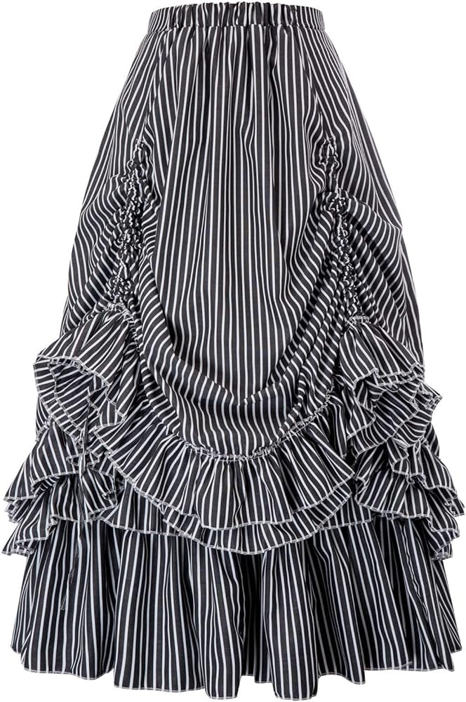 Belle Poque Women's Vintage Stripes Gothic Victorian Skirt Renaissance Style Falda | Amazon (US)