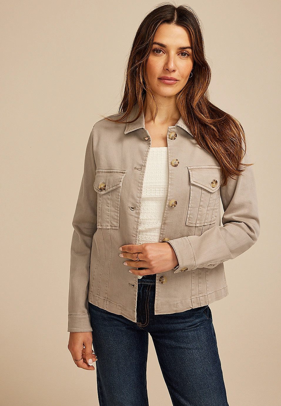 Seamed Twill Jacket | Maurices