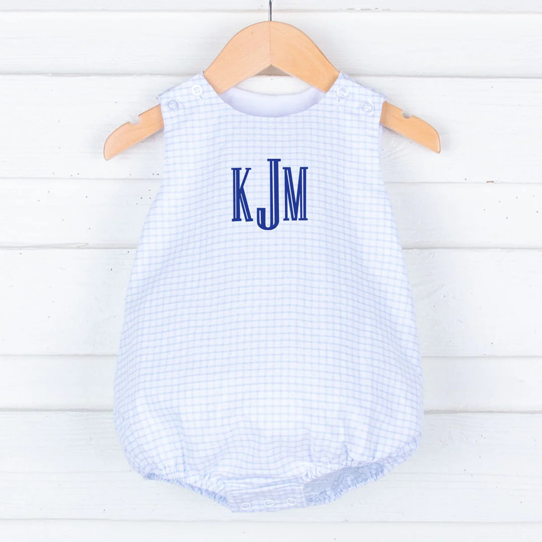 Blue Seersucker Boy Bubble | Classic Whimsy