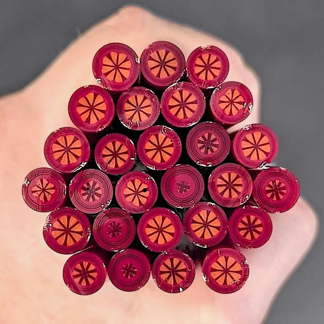 COE 90 Murrini | Red Tangerine Starburst 1oz | Millefiori, Murrine, Vitrigraph, Bullseye Murrini,... | Etsy (US)