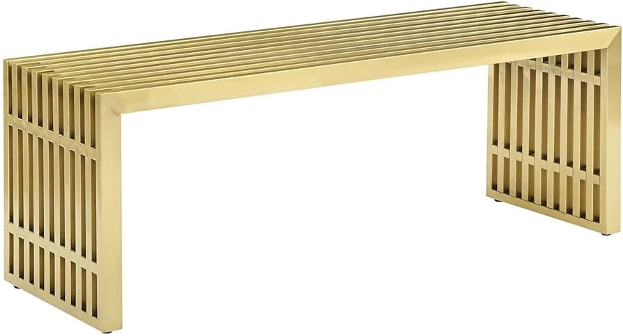 Modway Gridiron Contemporary Modern Gold Stainless Steel Medium Bench, 46.5" | Amazon (US)