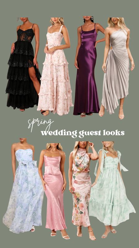 Spring wedding guest dresses + most under $100!! love these pretty spring colors but also a huge fan of the deep tones like black, dark purple, and silver. They always feel so luxe & perfect for a black tie wedding 💓

#LTKSeasonal #LTKfindsunder100 #LTKwedding