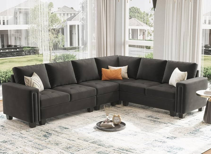 Belffin Velvet Modular L Shape Sectional Sofa Couch with Chaise Reversible Corner Convertible Sec... | Amazon (US)