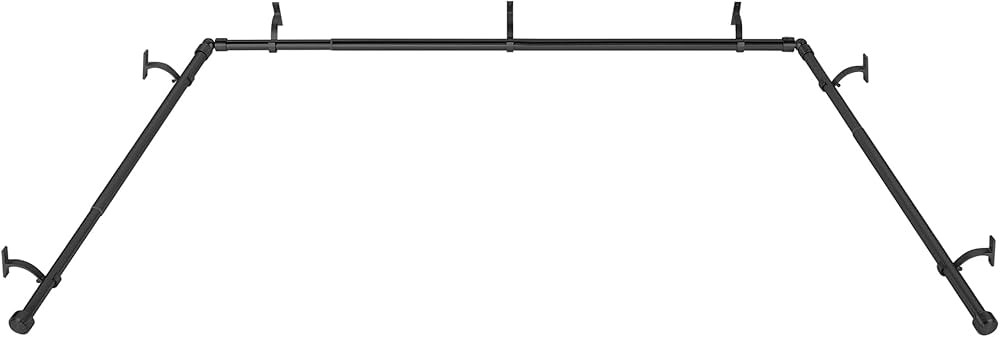 Black Bay Window Curtain Rods with Aluminum End Cap Finials and Brackets,Adjustable 32-86 Inch Ce... | Amazon (US)