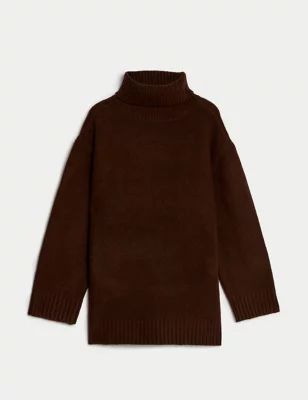 Recycled Blend Roll Neck Longline Jumper | M&S Collection | M&S | Marks & Spencer IE