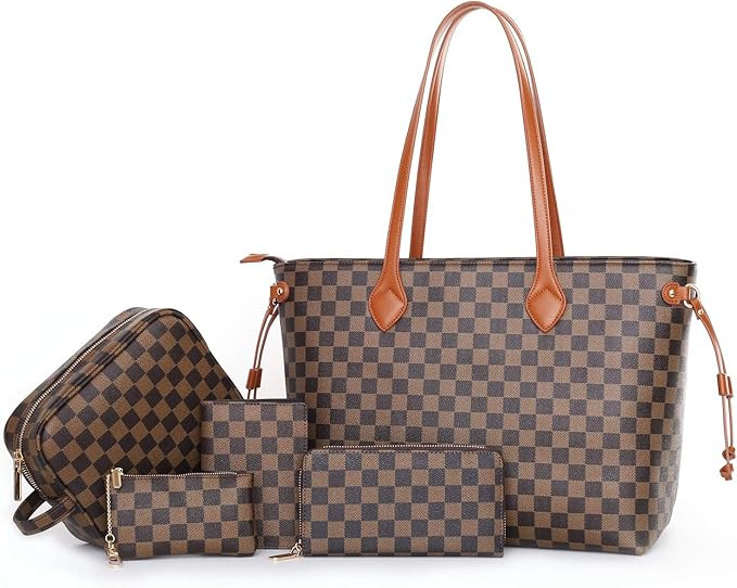 Handbags Tote Bags With Zippers For Women And Rfid Wallet Passport Holder Make Up Bag And Key Bag... | Amazon (US)