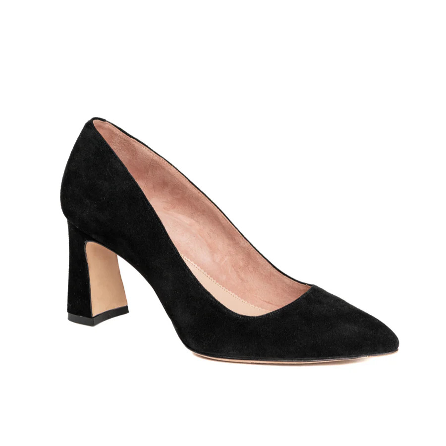 Black Suede Block Heel Pump | ALLY Shoes