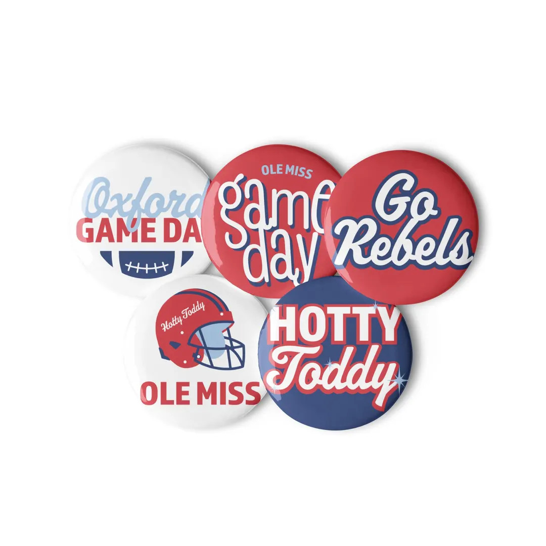 Set of Ole Miss Game Day Pin Buttons - Etsy | Etsy (US)