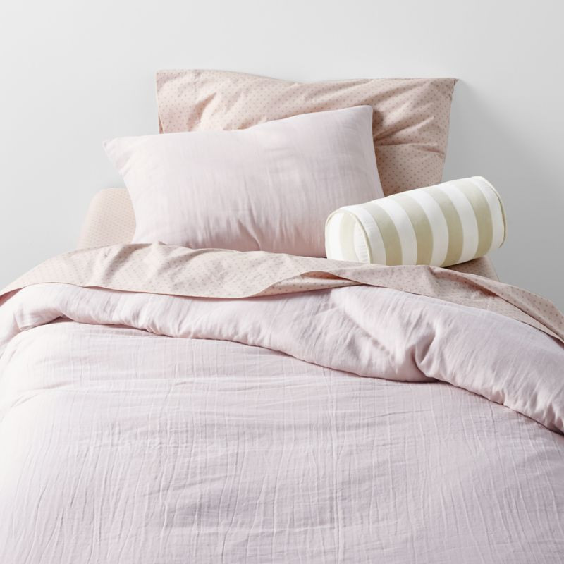 Supersoft Lilac Rose Organic Cotton Gauze Kids Twin Duvet Cover + Reviews | Crate & Kids | Crate & Barrel
