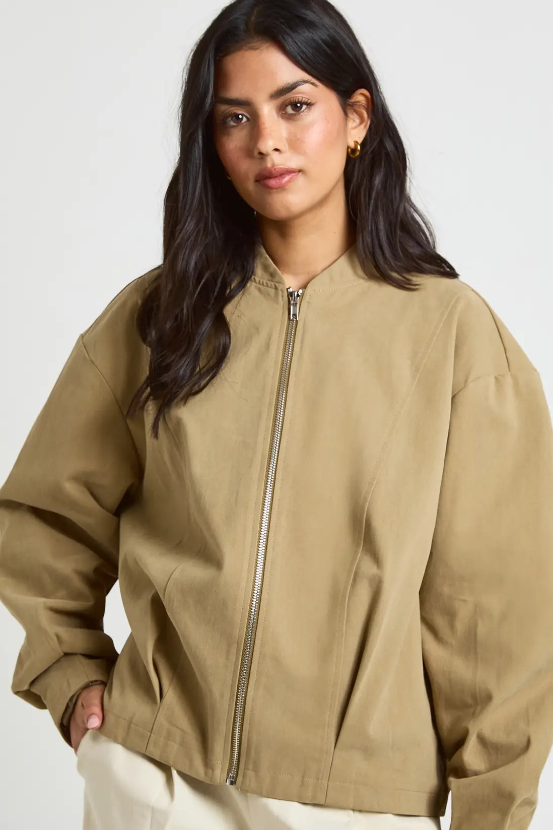 Olive Twill Bomber Jacket | Boohoo | Boohoo.com (UK & IE)