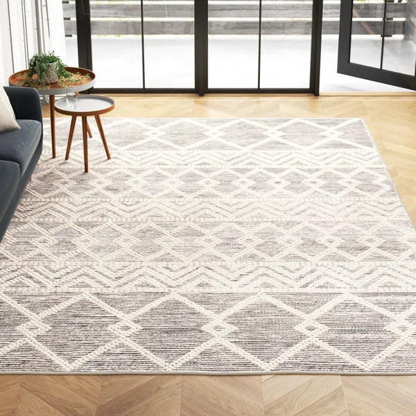 Latrissa Moroccan Flatweave Wool Charcoal/Cream Area Rug | Wayfair North America