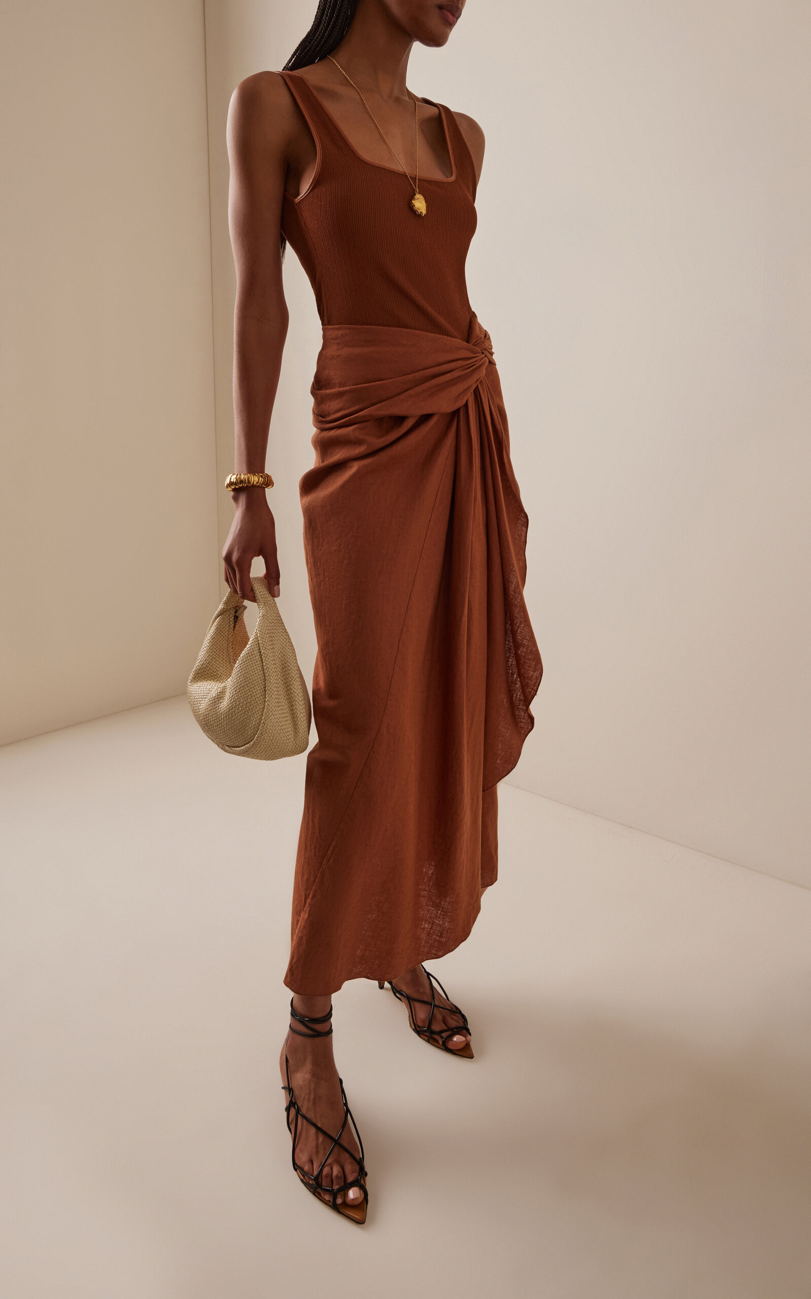 Encanto Pacifico Linen-Blend Maxi Wrap Dress | Moda Operandi (Global)