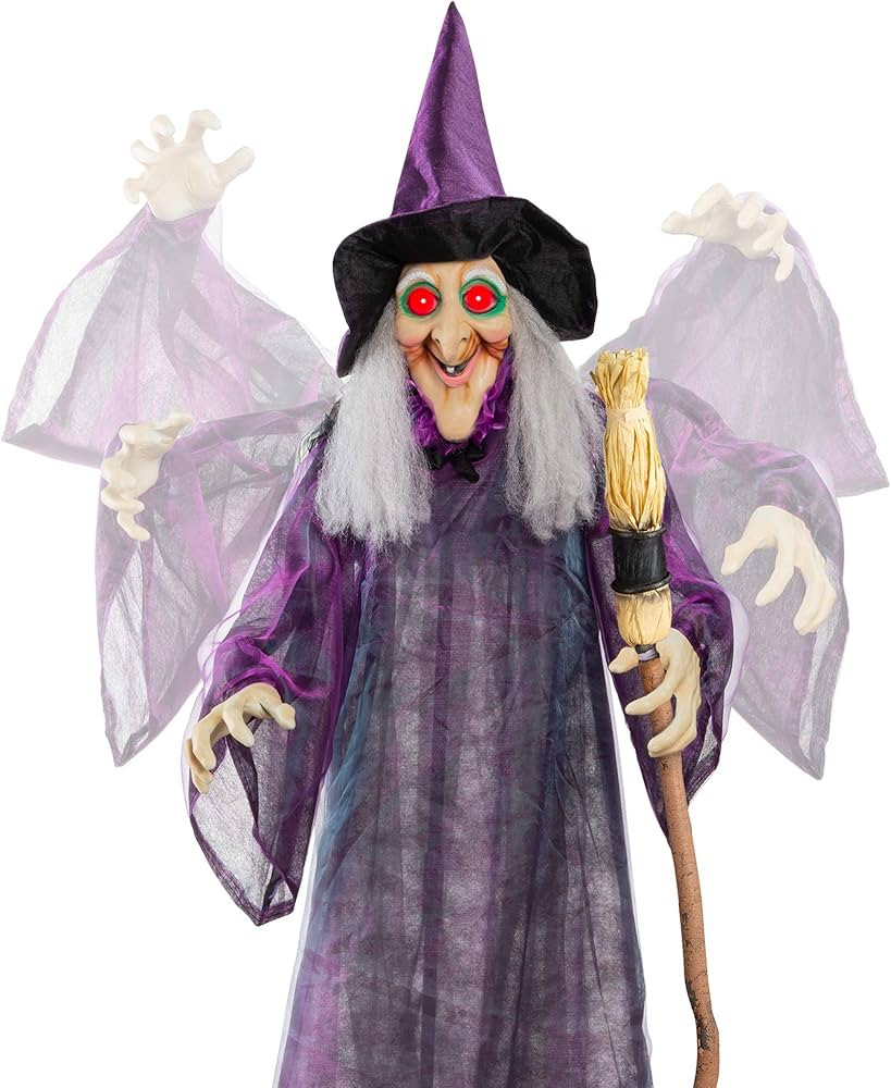 Best Choice Products 5ft Halloween Animatronic Witch, Wicked Wanda Standing Poseable Figure Decor... | Amazon (US)
