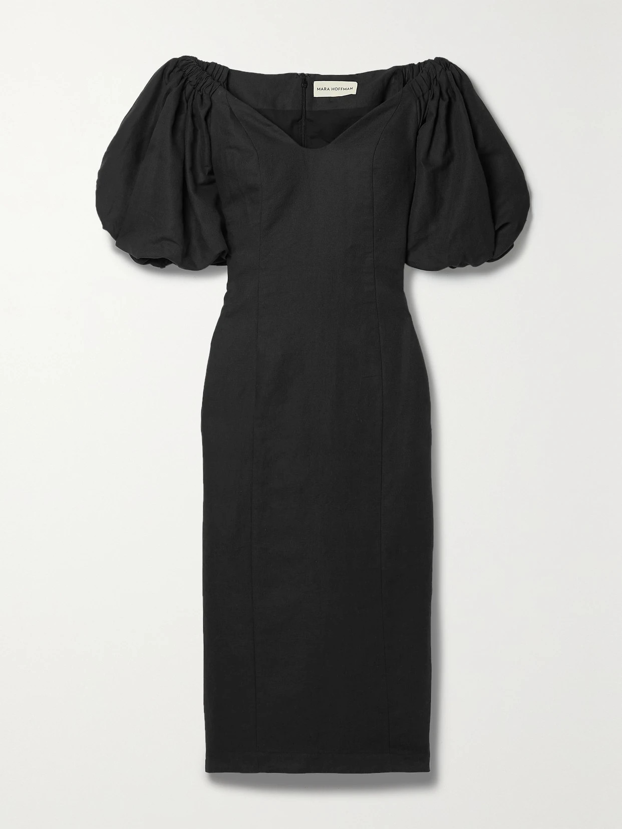 Mara Hoffman - Namari Off-the-shoulder Linen And Organic Cotton-blend Twill Midi Dress - Black | NET-A-PORTER (US)