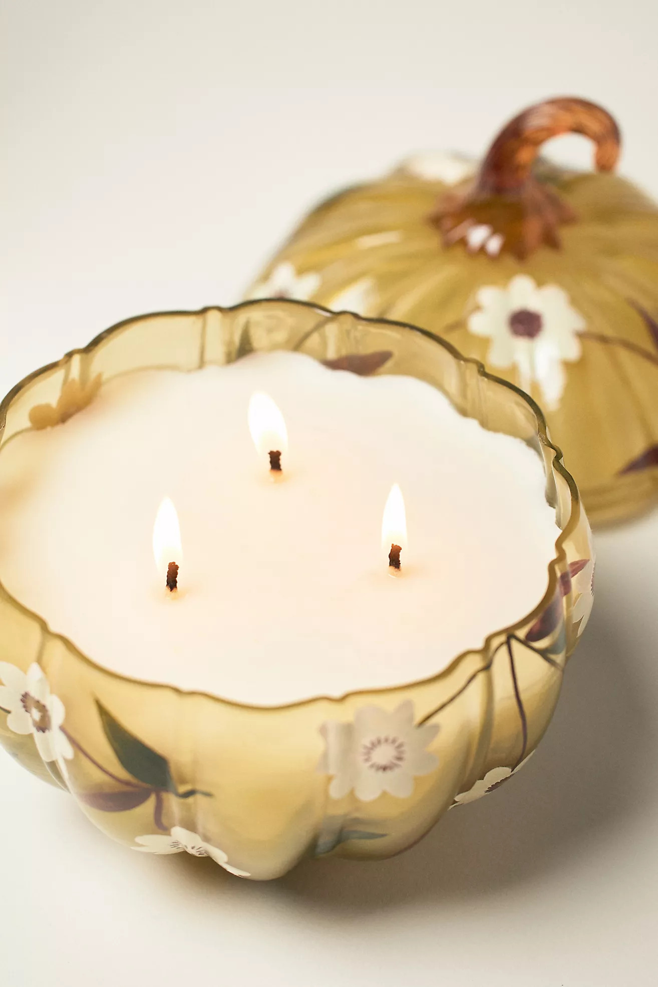 Gourmand Pumpkin Sweet Vanilla Handpainted Glass Candle | Anthropologie (US)