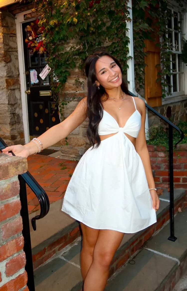 Amorgos White Mini Dress | Beginning Boutique (US)