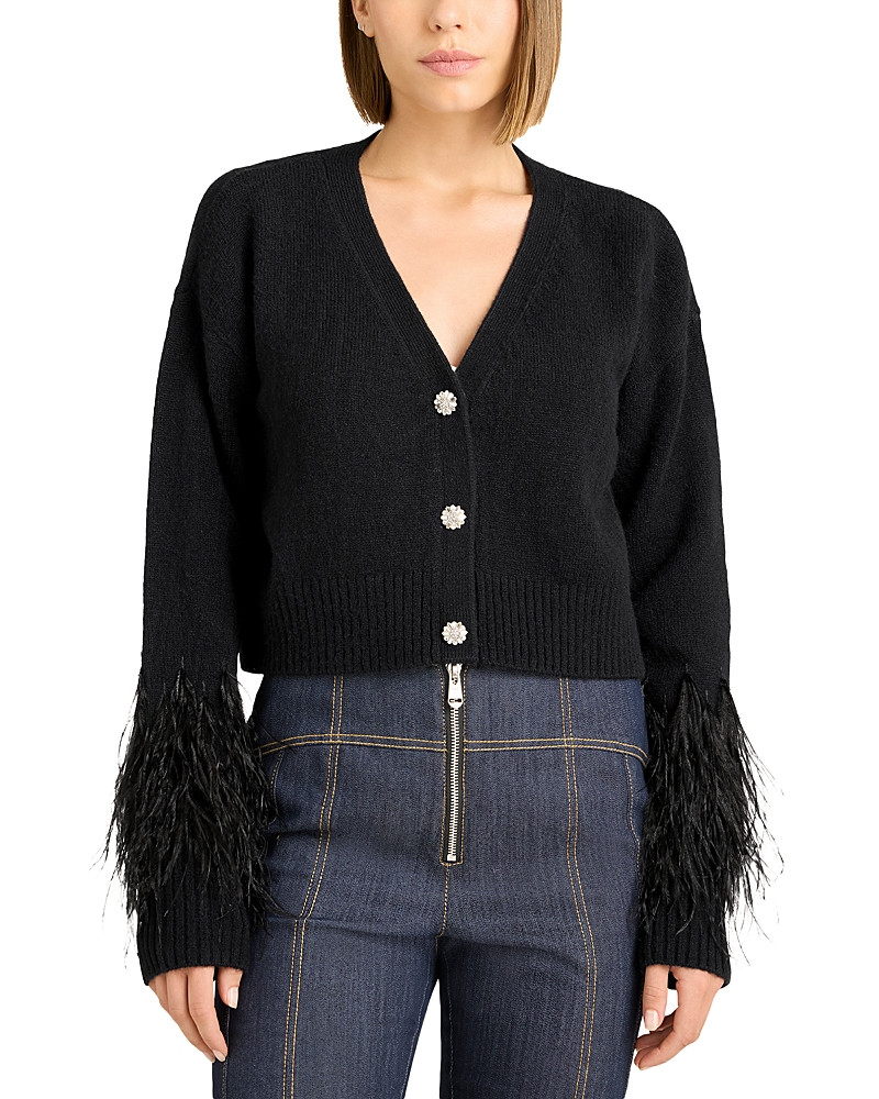 Cinq a Sept Bria Feather Trim Cardigan | Bloomingdale's (US)